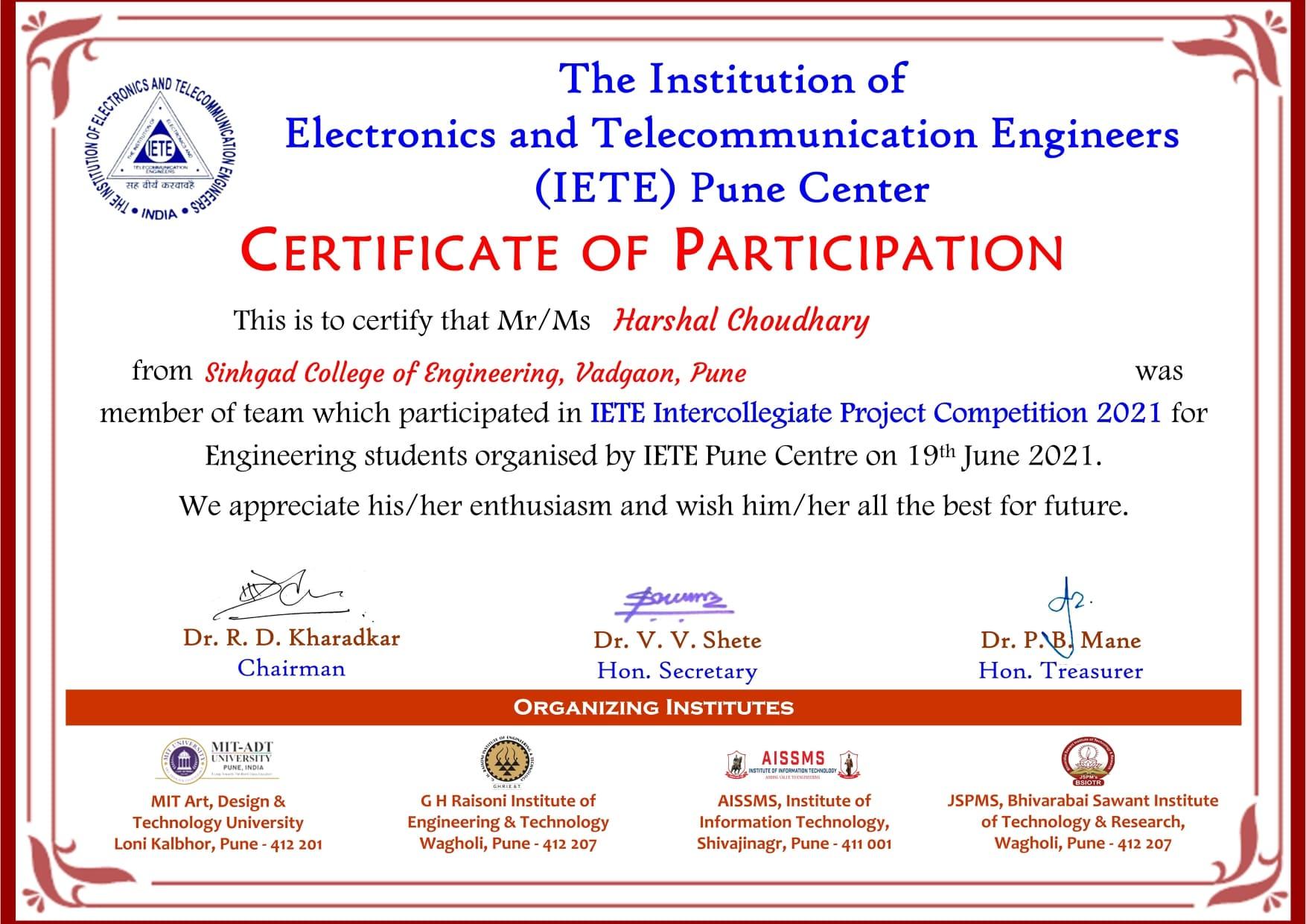 IETE Intercollegiate Project Competition