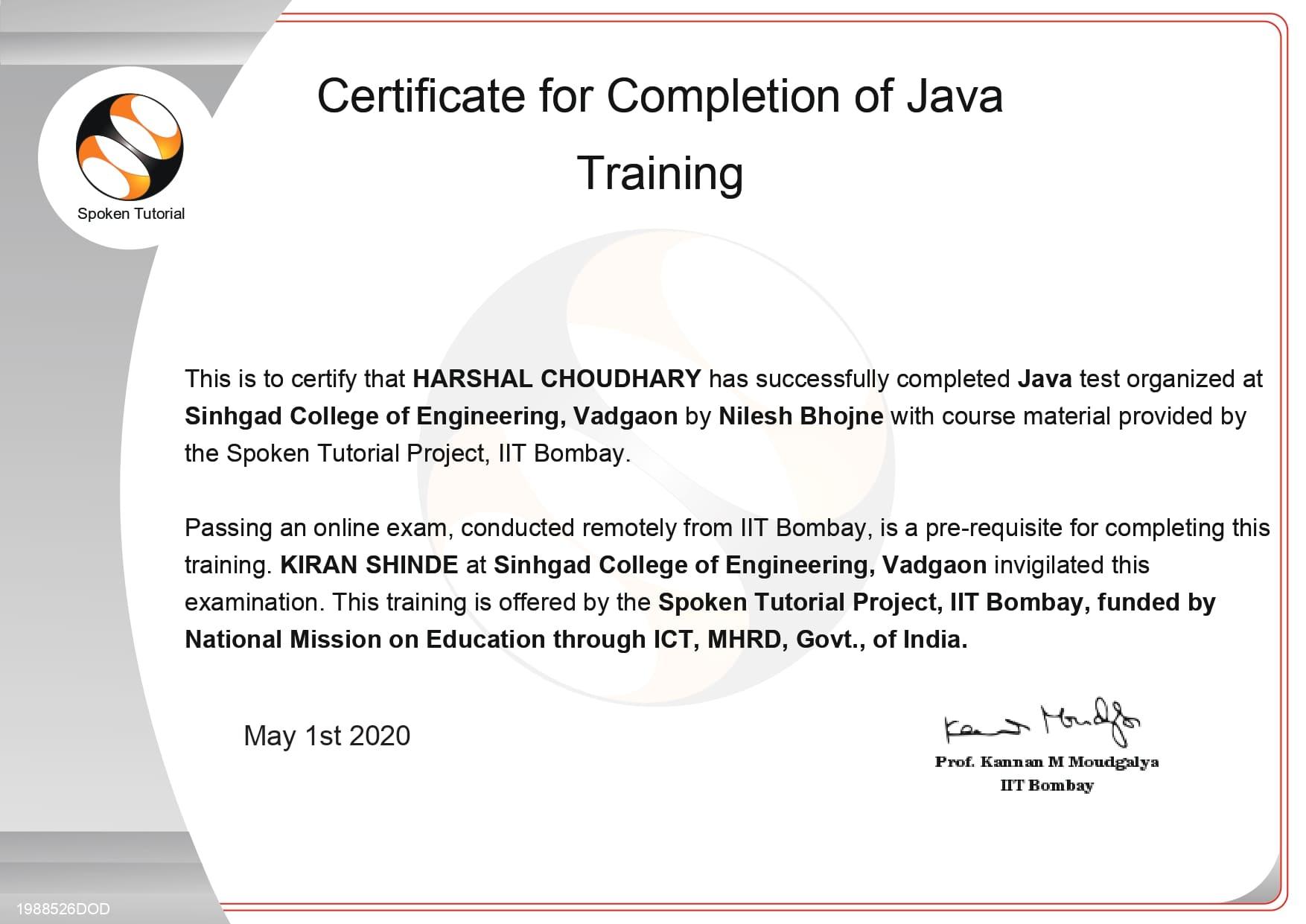 Java Certificate